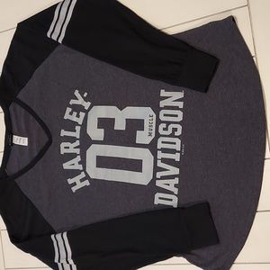 GAINESVILLE FLORIDA HARLEY-DAVIDSON DEALER BACK VEE NECK LADIES LONG SLEEVE TOP